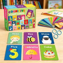 Kids Educational Flash Cards Set, Colors Shapes Numbers Body Parts Foods Animals Alphabet Learning Flashcards, Preschool Early Learning Flashcards For Toddlers Home Classroom - Multicolor - View 3