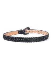 1pc Sparkling Rhinestone Belt Street Fashion Suitable For Plus Size Women And Men - Fits Western Cowgirl And Cowboy Outfits, Dresses And Jeans - Black - View 3