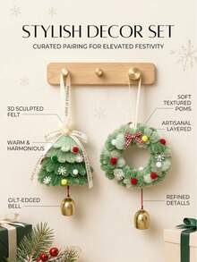 Christmas DIY Pink Christmas Tree Hanging Ornament Wind Chime Hanging Decor Christmas Tree Gift Material Kit Christmas Wreath - Multicolor - View 2