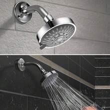 4 Inch Round Overhead Shower Head, Bathroom Rain Shower Head, Wall-Mounted Shower Head For Home, 5 Water Output Modes, Easily Switchable, Rain, Pulse And Other Water Flow Effects To Meet Different Bathing Needs. The Outer Shell Is Made Of Polished Plating, Corrosion-Resistant And Rust-Proof, With A Simple And Elegant Silver Appearance. Quick Installation And Replacement Without Complex Tools. Evenly Distributed Water Holes, Smooth And Powerful Water Flow, Suitable For Home Bathrooms, Apartments - 1 Shower Head - View 6