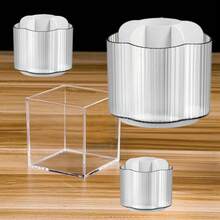 1pc Large Capacity Transparent Desktop Makeup Brush Holder, Cosmetic Organizer For Storing Eyeshadow, Lipstick And Brushes, Suitable For Room, Home, Bedroom, Bathroom, House, Desk, Accessories, Fun Gift - Clear - View 5