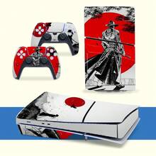 Samurai Oriental Art Vinyl Sticker Set Compatible With PS5 Slim, Full Set Includes Console Sticker + 2 Controller Stickers, Premium PVC Material, Scratch-Resistant And Wear-Resistant, Removable Without Residue Game Console Decorative Film - View 1