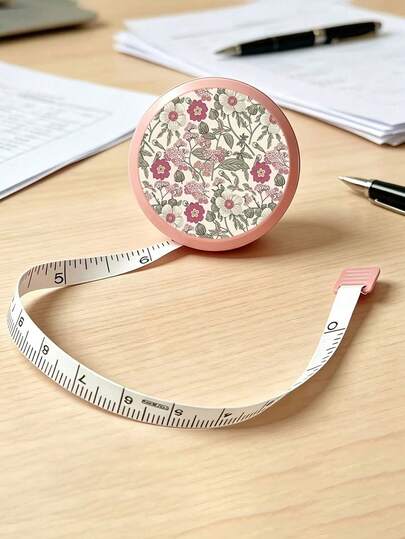 Retro Floral Print Extendable Measuring Tape, Mini Portable Soft Leather Measuring Tape, Suitable For Home, Tailoring, Sewing, Office, Family, And School