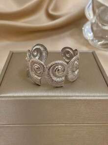 RAYQUEEN 1 Buah Gelang Bangle Terbuka Cangkang Kerang Tebal Stainless Steel untuk Wanita, Cocok untuk Pemakaian Sehari-hari dan Hadiah Liburan - gelang - View 5