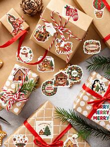50Pcs Cute Knitted Christmas Stickers Cartoon Santa Reindeer Christmas Tree Stickers For Fridge Phone Water Bottle Envelope Gift DIY Craft Stickers - Multicolor - View 9