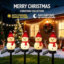 Christmas Snowman Lawn Stake Light Solar Powered Garden Vertical Light Holiday Decoration Light Waterproof Atmosphere Light Holiday Lighting Gift - Snowman Hat Garden Stake Light - View 4