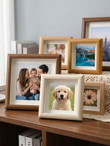 1pc Square Wooden 3D Photo Frame, Available In 4", 5", 6", 8", 10", Minimalist Style, Suitable For Dried Flowers, Handmade Crafts, Handmade Paintings, Specimen Display Framing, Calligraphy Photo Frame Desktop Decoration, Wedding Anniversary Gift, Valentine's Day Gift, Couple Photo Frame (Without Insert) - 1PC - View 2