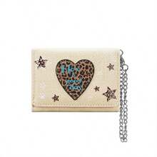 Set Dompet Kartu Denim 2-in-1 Y2K dengan Aksesori Rantai Motif Cetak Huruf Hati Macan Tutul - MultiWarna - View 20