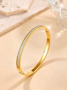 1pc/4pcs Stainless Steel Clover Bracelet, Cross-Border Hot-Selling European And American Fashion Gold-Plated Non-Fading Bracelet - Gold - View 4