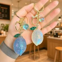 1pc Creative Cute Acrylic Jelly Fruit Lemon Keychain, Highly Attractive Bag Charm, Suitable As Small Gift For Girls - Multicolor - View 3