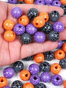 10/20/50pcs Halloween Spider Web Beads For Jewelry Making, Black Wood Beads For Keychain Making Supplies, Halloween Decor, Gothic Style Crafts - Spider Web Beads - View 7