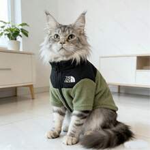 6 Colors Optional Cat Fleece Jacket, Thick Warm, Sphynx Devon Rex, Outdoor & Indoor, Anti-Shedding, Belly Protection, High Quality - Green - View 6