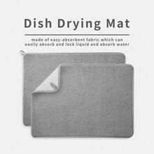 1/2pcs Kitchen Dish Drying Mat, Dish Drainer Pad, Microfiber Absorbent Mat, Tabletop Mat, Non-Slip Heat Resistant, Drainage Mat, Cabinet Drying Mat, Bathroom Mat - Multicolor - View 3