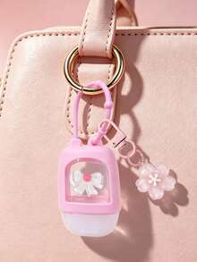 Botol Isi Ulang Pembersih Tangan Motif Bunga Sakura dengan Gantungan Kunci Pita, Anti Bocor, Cocok untuk Perjalanan dan Sekolah - MultiWarna - View 7
