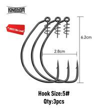 Kingdom 1 Pack Spring Fishing Hooks 3# 5# 6# 8# 10# Carbon Steel Soft Bait Hooks With Spring Lock, Weighted Worm Hooks For Soft Lure Fishing - Black - View 15