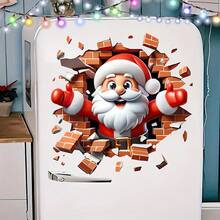 1pc PVC Material Santa Claus Breaking Through Wall Toilet Sticker - Reusable Vinyl Bathroom And Wall Decor Sticker - one-size - View 5