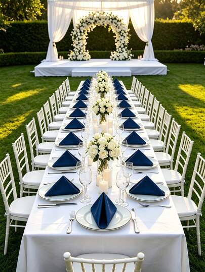 48pcs 30x30cm/11.8x11.8inchs Satin Fabric Napkins, Reusable Square Cloth Placemats, Soft For Baby Daily Use, Thanksgiving New Year Christmas Dinner Birthday Party Home Restaurant Banquet Graduation Table Decor Napkins (Navy Blue)