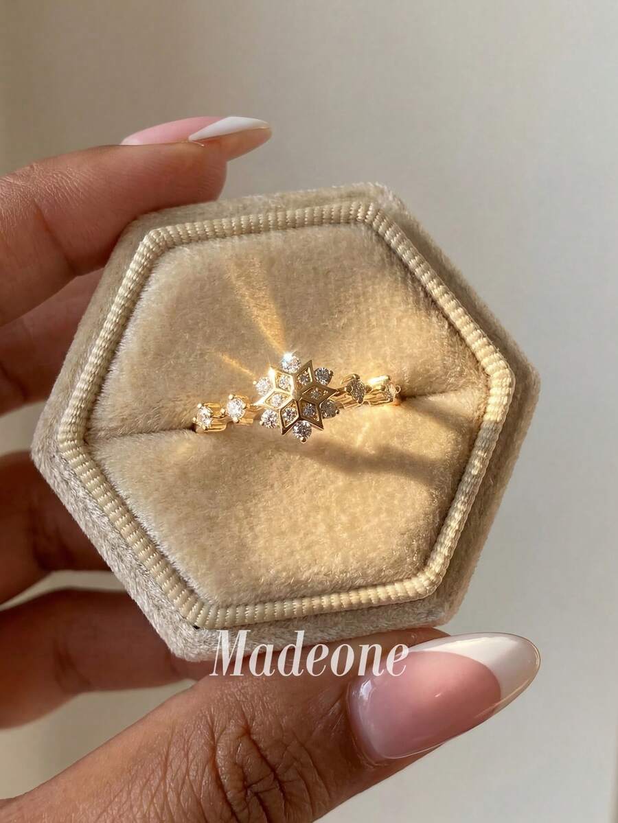 MADEONE 1件優雅女士鋯石戒指，訂婚婚禮派對日常佩戴週年紀念珠寶禮物