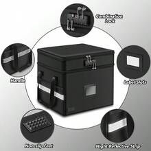Fireproof Document Box With Lock, 2 Layer Collapsible Document Storage Box With 10pcs Suspension Files, Portable Office  File Storage With Reflective Strip For Legal Size(Not Dividers) - Two-layer-collapsible - View 4