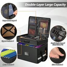Fireproof Document Box With Lock, 2 Layer Collapsible Document Storage Box With 10pcs Suspension Files, Portable Office  File Storage With Reflective Strip For Legal Size(Not Dividers) - Two-layer-collapsible - View 7
