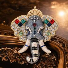 Retro Boho Elephant Brooch Colorful Rhinestone Enamel Alloy Lapel Pin, Lucky Animal Jewelry Decoration For Daily Party Gift - Multicolor - View 8
