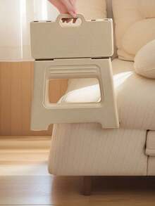 1 Pc Off-White Ultra-Light Foldable Mini Stool - Sturdy And Durable, Height Adjustable, Perfect For Home, Kitchen, Bathroom, Fishing, And Outdoor Adventures - Non-Slip, Easy To Store, Small Footprint - White - View 6