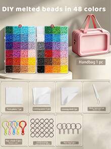 2.6mm Mini Fuse Beads With Making Tools And Storage Bag, DIY Ironing Perler Beads, Perler Beads, Fusion Beads, Perler Beads, Suitable For Jewelry Making, Pixel Art Perler Earrings, Handmade Pendants, Decorative Items Making Beads - Perler Bead Set Includes Making Tools + Storage Bag - View 8