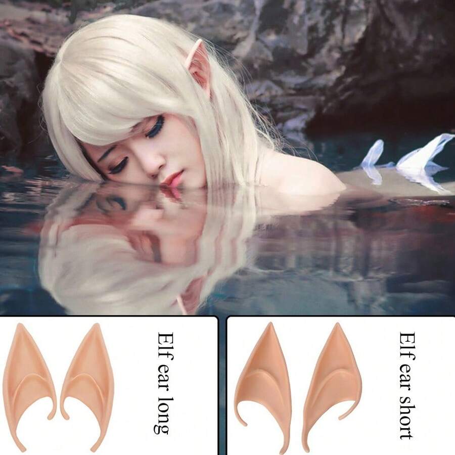 2 Pairs Fairy Ears, Soft Pointed Ears For Cosplay, Magic Makeup Ball Vampire Ears Costume Accessories, Suitable For Halloween/Christmas - Multicolor - View 1