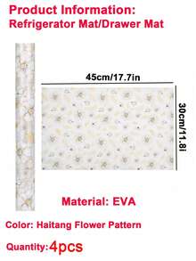 4pcs Reusable Thickened Refrigerator Liner Set, Drawer Liner, Moisture-Proof Mat, EVA Material, Suitable For Refrigerator And Kitchen Decor, Kitchen Essentials/Tools/Supplies/Accessories, Halloween, Christmas, Kitchen Accessories, Storage, Autumn - Crabapple Blossoms - View 13