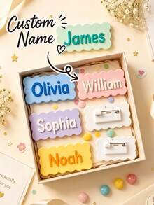 Personalized Name Badge, Cute Backpack/School Bag Charm, Customized Name And ID Tag, Exclusive Letter Badge For Doctors, Nurses, Teachers, Employees, Back To School Gift For Family, Students, Friends, Halloween And Christmas Gift - Multicolor - View 2