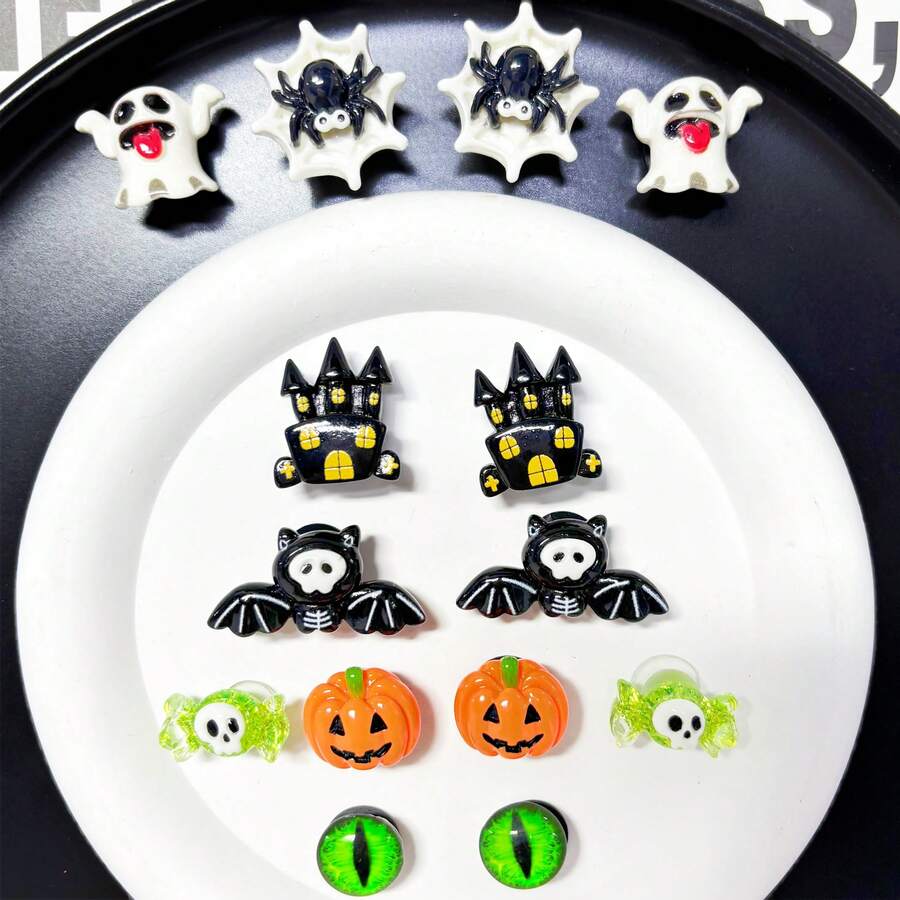 14 قطعة ديكور أحذية DIY بتصاميم خفاش ويقطين وشبح، زينة هالوين وحفلات حيوانات، بلاستيك ABS (راتنج ABS)، مناسبة لجميع المواسم - متعدد الألوان - مشاهدة 1