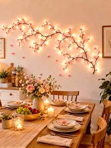 1 Cherry Blossom Branch LED Light, USB Powered, 144 LED/96 LED/72 LED, 8 Flashing Modes, Soft And Bendable, Suitable For Indoor And Outdoor, Living Room, Bedroom, Wall, Wedding Decoration, Party Atmosphere Light, Valentine's Day, Birthday And Graduation Gift - Multicolor - View 7