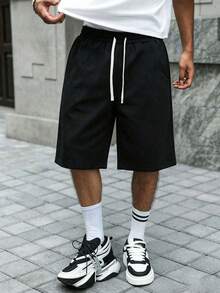 Loose Comfortable 3/4 Length Pants For Men, With Adjustable Drawstring Waist, Suitable For Outdoor Travel, Fitness Sports, Home Leisure, Perfect Gift For Boyfriend. - Black - View 6