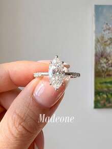 MADEONE 1pc 6-Prong Oval Ring, Suitable For Wedding, Elegant, Formal Occasions And Anniversary Gift - Six-clawed Horse Eyes - View 4