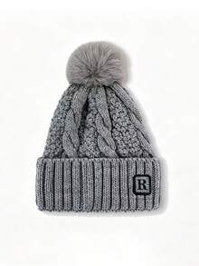 1pc Women's Autumn/Winter Pom Pom Knit Hat, Fashionable Versatile Windproof Warm Woolen Beanie, Suitable For Daily Outdoor Cold Weather Wear - Multicolor - View 7
