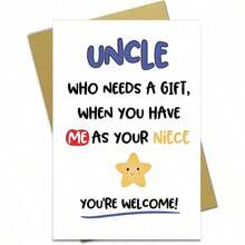 OBOVAY 1pc Funny Birthday Card For Uncle, With Envelope, Humorous Birthday Card For Uncle, "Having Me As Your Niece Is Enough" Birthday Card Niece - New Arrival - View 5