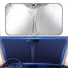 Retractable Car Sunshade - Titanium Silver Material, UV Protection, Easy To Use And Store, Quick Open And Close, Blocks UV Rays, Effectively Lowers Interior Temperature, Durable Lightweight Design, Full Coverage For Front Windshield, Road Trip - A - View 8
