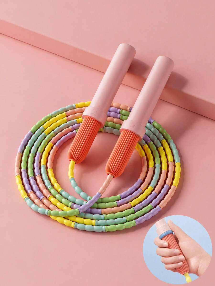 Adjustable Beaded Jump Rope With Non-Slip Thumb Grip And Color-Coded Beads, Lightweight And Portable, Suitable For Gym, Travel, Beginners, Daily Fitness And Professional Training, Multi-Color Design For Different Skill Levels - Multicolor - View 1