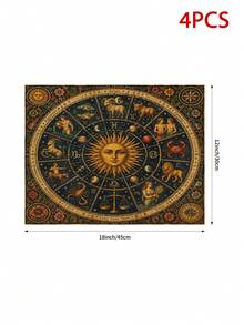 Mystical Sun And Moon Embracing Face Table Runner, Vintage Astrology Cosmic Starry Sky Pattern, Gothic Bohemian Witch Style, Suitable For Restaurant Party Home Decor - Multicolor - View 12