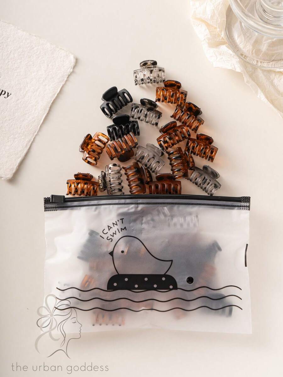 15/20/30 Mini Flower Hair Clips Brown Small Hair Clips Braided Hair Clips Broken Hair Bangs Clips Hair Claws - Multicolor - View 1