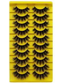 10 Pairs 3D Fluffy False Eyelashes, Create Thick And Voluminous Charming Eyes, Fluffy And Dense, Strip False Eyelashes, Eyelashes, False Eyelashes - Multicolor - View 6