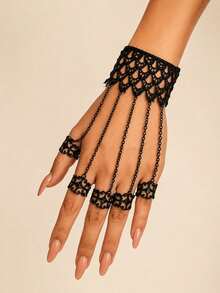 1pc Women's Gothic Lace Bracelet, Vintage Dark Wristband Accessory, Suitable For Halloween Party, Cosplay, Music Festival, Stage Performance, Daily Wear And Holiday Gift - Multicolor - View 5