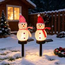Christmas Snowman Lawn Stake Light Solar Powered Garden Vertical Light Holiday Decoration Light Waterproof Atmosphere Light Holiday Lighting Gift - Snowman Hat Garden Stake Light - View 2