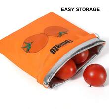 Reusable Produce Storage Bags, Food‑Grade Nylon Drawstring Fruit & Vegetable Fresh‑Keeping Bags With Aluminum Foil Liner, Refrigerator Organizer Pouch For Banana Tomato Vegetables, Extend Shelf Life - View 4