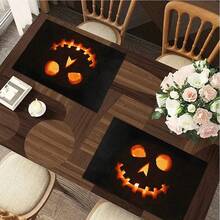 1/4/6pcs Halloween Series Pumpkin Lantern Ghost Face Pattern Printed Placemats Suitable For Home Kitchen/Heat-Resistant Placemats Table Protection Kitchen Dining Table Party Scene Decoration - Multicolor - View 7
