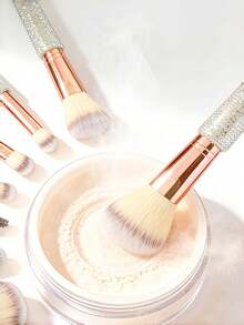 9pcs Makeup Brush Set With Foundation, Contour, Eyeshadow, Eyebrow Brushes And Storage Cup, Suitable For Travel, Date, Party, Photography, Daily Makeup, Soft Handle And Bristles, Portable Makeup Set, Shiny Makeup Essentials - Multicolor - View 8