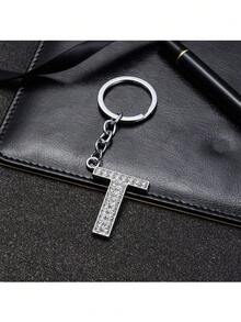A-Z Initial Letter Keychain, Shiny Crystal Key Ring For Women, Best Friend Gift, Birthday Gift - Silver - View 14