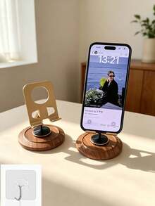 1 pc Dudukan Ponsel Motif Serat Kayu Putar 360°, Holder Ponsel Meja Lipat untuk Menonton Video dan Live Streaming, Dudukan Ponsel dengan Sudut yang Dapat Disesuaikan untuk Meja, Dudukan Malas Universal untuk Smartphone dan Tablet, Aksesori Meja Kantor Rumah dengan Dasar Stabil - Tersedia berbagai warna dan gaya. - View 11