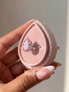 MADEONE 1pc Cute Super Bright Teardrop Single Diamond Ring, Suitable For Women's Work, Date And Daily Wear - Pink Diamond - View 4