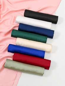 1pc Women Solid Color Silky Smooth Satin Shawl, Elegant Sun Protection Soft Wrap Scarf, Versatile Daily Casual Wear Headscarf, Suitable For Party - Solid Color Satin Shawl - View 6